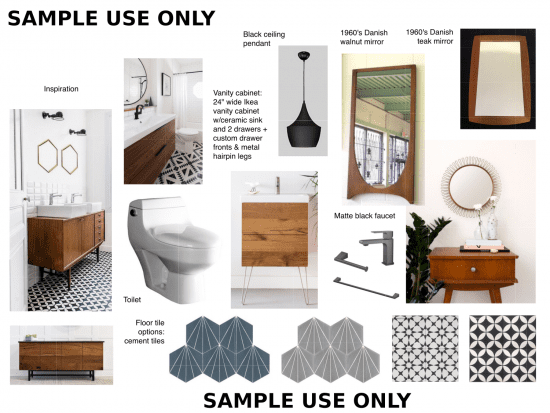 Jersey City Heights Full Home Remodel Top to Bottom Transformation Powder Room Mood Board