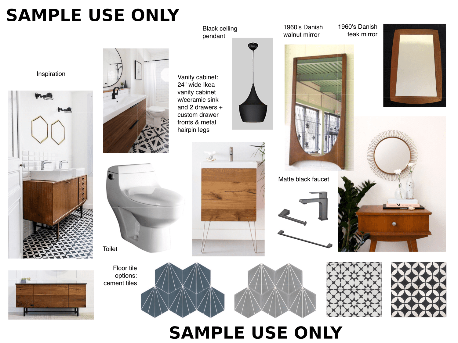 Powder Room Mood Board, Jersey City Heights Home Remodel