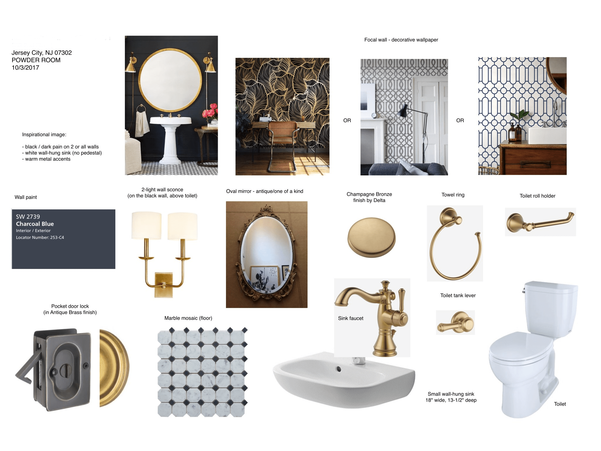 Historic District Brownstone Remodel Project In Process History Revitalized Powder Room Mood Board